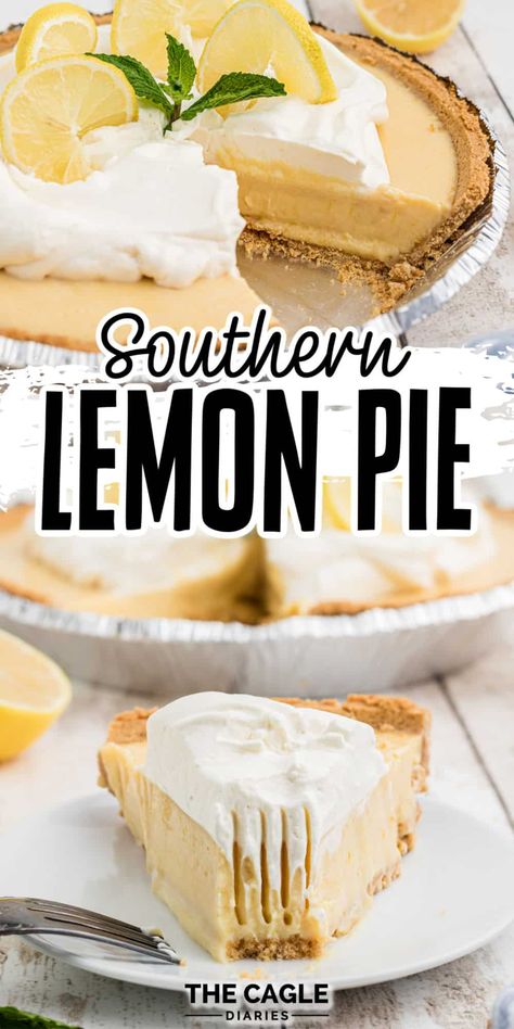 Homemade Lemon Pie Filling, Homemade Lemon Pie, Easy Lemon Pie, Breakfast Dessert Recipes, Easy Pastry Recipes, Southern Recipes Desserts, Key Lime Desserts, Lemon Pie Recipe, Vegetarian Recipes Dessert