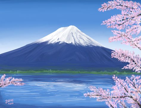 Mt Fuji Japan Photography, Mount Fuji Painting Easy, Mount Fuji Drawing Japanese Art, Mount Fuji Art, Mt Fuji Drawing, Mount Fuji Drawing, Fuji Mountain Painting, Mt Fuji Painting, Mt Fuji Art