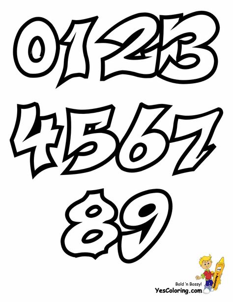 Download This Free Throw Up Graffiti Coloring Page Numbers Chart "Sweet!"  https://www.yescoloring.com/graffiti-coloring-pages.html   Go Show Coloring Friends Your Eyeballs Found Yes Coloring! Graffiti Art Numbers, Graffiti Alphabet And Numbers, Graffiti Lettering And Numbers, Numbers In Graffiti, Graffiti Numbers 1-10, Tatouage Haida, Graffiti Coloring Pages, Graffiti Numbers, Cool Fonts Alphabet