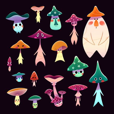 Check out this @Behance project: “Shroom Friends” https://www.behance.net/gallery/68677371/Shroom-Friends Mushrooms People, Mushroom Sprite, Cartoon Mushrooms, Mushroom People, Arte Indie, Game Concept Art, Arte Sketchbook, Mushroom Art, Creature Concept