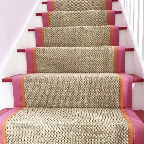 Upstairs Downstairs - bespoke runners at Rascal & Roses. Shipped worldwide. Created in the UK. Carpeted Stairs, Staircase Runner, Upstairs Downstairs, Hal Decor, Hallway Designs, Painted Stairs, Modern Staircase, Up House, House Stairs