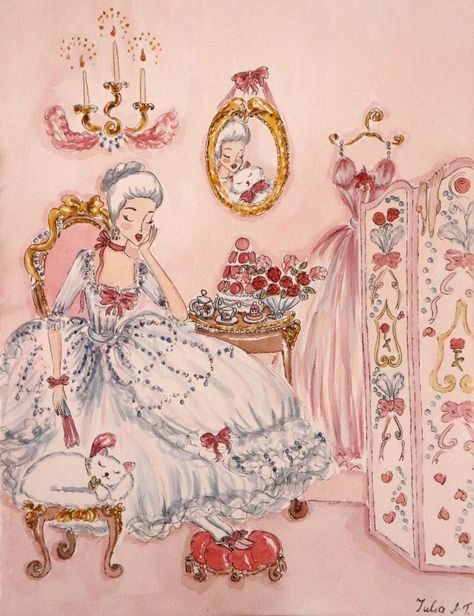 Fairytale Art, Girly Art, Marie Antoinette, A Chair, Rococo, Pretty Art, Original Watercolors, Art Wallpaper, Art Inspo