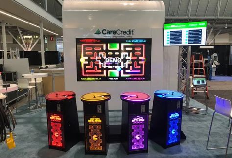 Next Level Booth Inspo: Harnessing the Power of Giant Games at Trade Shows - Interactive Entertainment Group, Inc. Gaming Booth, Interactive Booth, Mdf Jali, Game Booth, Video Booth, Event Booth, Public Space Design, Giant Games, Stage Set Design