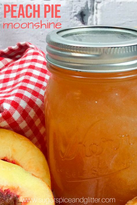 Peach Moonshine Recipe, Infusing Alcohol, Peach Liquor, Peach Pie Moonshine, Flavored Moonshine Recipes, Homemade Peach Pie, Peach Moonshine, Homemade Vodka, Homemade Liqueur