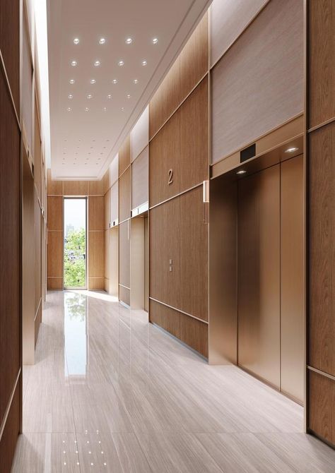 Lift Lobby Design, Elevator Lobby Design, Residential Lobby, Elevator Interior, Elevator Lobby, Lobby Interior Design, Corridor Design, Elevator Design, Desain Pantry