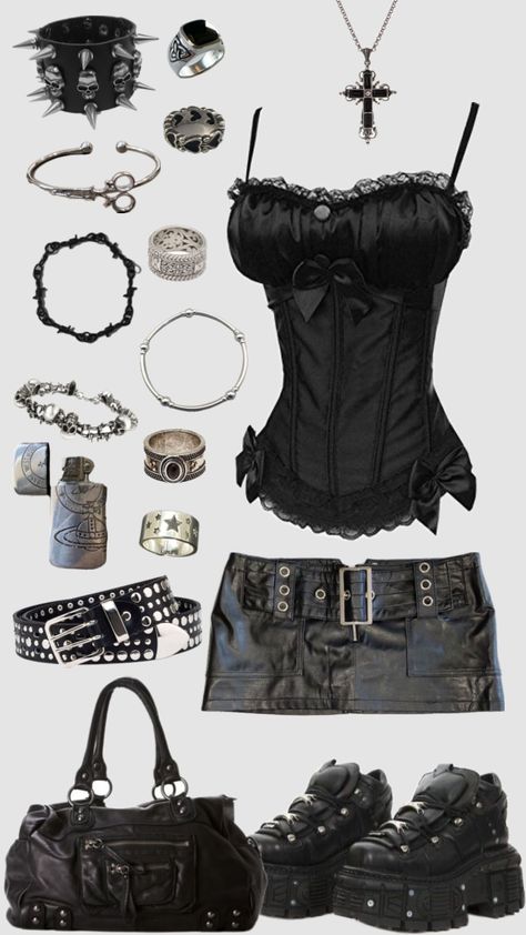 Goth Outfits Y2k, Punk Y2k Outfits, Black Y2k Outfits, Punk Style Outfits, Alt Outfits, 2000s Fashion Outfits, New Rock, Punk Outfits, Y2k Outfits