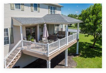 Custom Composite or Vinyl Decks from Stump's Decks Covered Deck Designs, Deck Addition, Patio Plans, Building A Porch, Patio Deck Designs, Pergola Ideas, Covered Deck, Backyard Pergola, Deck With Pergola