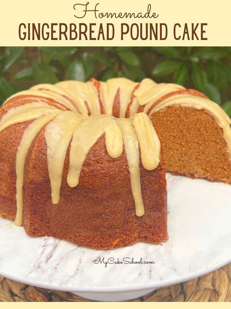 Gingerbread Pound Cake Recipe, Christmas Pound Cake, Spice Pound Cake, Gingerbread Dessert, Cake School, How To Make Gingerbread, Spiced Pecans, Pumpkin Spice Cake, Gingerbread Cake