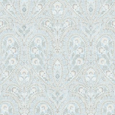 Blue And Gray Wallpaper, Blue And Cream Wallpaper, Ornamental Wallpaper, Grey Vinyl Wallpaper, Satin Wallpaper, Entryway Doors, Fabulous Wallpaper, Galerie Wallpaper, Wallpaper Warehouse