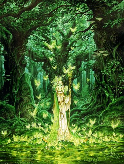 Elf druid Dungeons And Dragons Races, Elf Druid, Traditional Witchcraft, Forest Elf, Fantasy Forest, Fantasy Pictures, Fantasy Paintings, Mystical Creatures, Fantasy Games