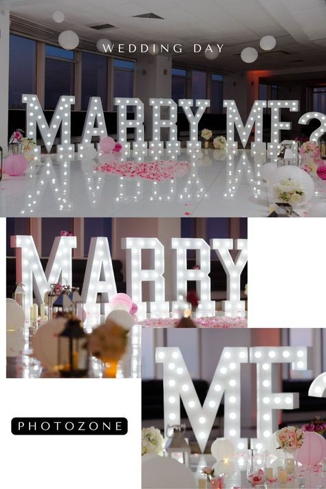 marry me letters marry me buchstaben marry me sign marry me wedding backdrop Marry Me Letters, Letter Lights Wedding, Large Marquee Letters, Marry Me Sign, Letters Background, Number Lights, Light Up Letter, Led Letters, Letters Wedding