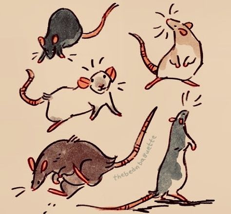 Have a great day God loves ya’! Rat Drawing Reference Sketch, Rats Reference, Silly Rat Doodles, Cartoon Rats Drawing, Little Creatures Drawing, How To Draw A Rat, Cute Animal Animation, Drawing Rats, Rat Tattoo Simple