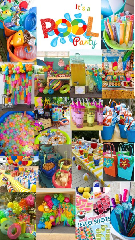 Flower Pool Party, Back To School Pool Party Ideas, Summer Parties Ideas, Luau Sweet 16 Party Ideas, Pool Party Ideas For Teens, Summer Bday Party Ideas, Summer Party For Kids, Hawaiian Pool Party, Festa Pool Party