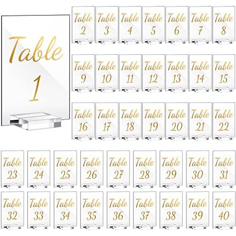 Table Signs For Wedding, Signs For Wedding Reception, Acrylic Table Signs, Numbers Calligraphy, Simple Wedding Reception, Calligraphy Table Numbers, Signs For Wedding, Gold Table Numbers Wedding, Wedding Table Number Holders