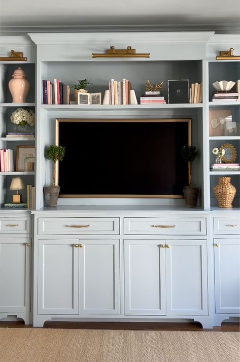 Design Tips for an Elegant Home Library Wall With Tv In Living Room, Tv Cabinet Bookshelves, Living Room Bookcase With Tv, Built In Glass Cabinets Living Room, Bookcase With Tv Built In, Custom Tv Bookcase Wall, Living Room Tv Built In, Office Bookshelves Built In, How To Update Built In Bookshelves