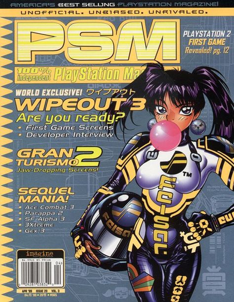 PSM 20 by adam warren Playstation Magazine, Arte Pulp, Video Game Magazines, Gaming Magazines, Y2k Posters, Y2k Art, Old Anime, 로고 디자인, Y2k Aesthetic