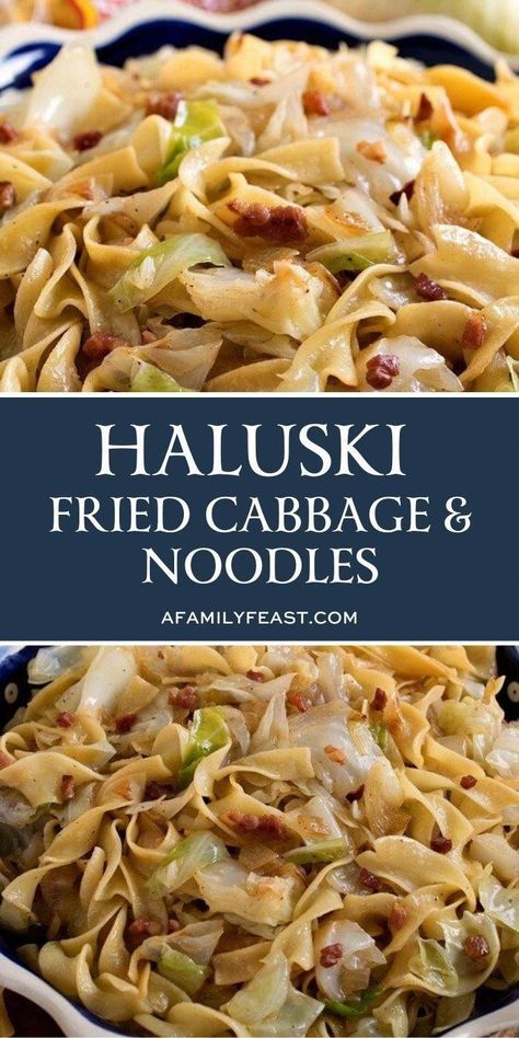 Haluski Fried Cabbage And Noodles, Fried Cabbage And Noodles, Haluski Recipe, Cabbage Noodles, Cabbage And Noodles, Fried Cabbage, Family Feast, Hungarian Recipes, Kielbasa