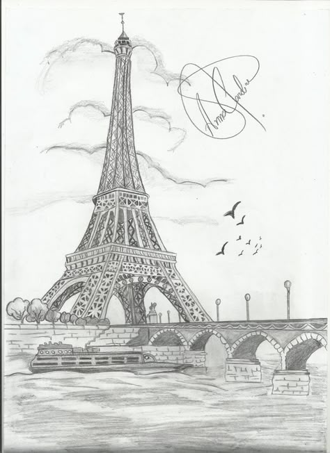 Portrait Drawing For Beginners, Eiffel Tower Sketch, Tower Sketch, Eiffel Tower Drawing, Tower Drawing, Paris Drawing, Nature Art Drawings, Pen Art Drawings, Dress Design Drawing