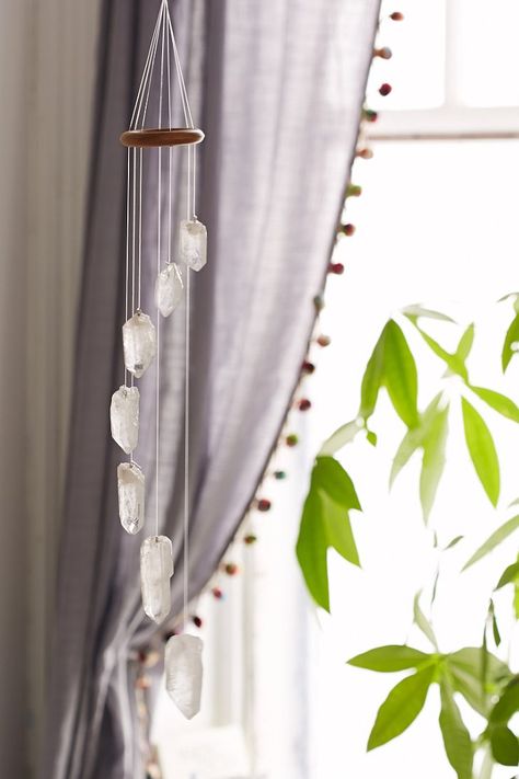 White Quartz Crystal Mobile - Urban Outfitters Crystal Mobile, White Quartz Crystal, Ideas Hogar, Bohol, Crystal Crafts, Meditation Room, Crystal Decor, White Quartz, Wind Chime