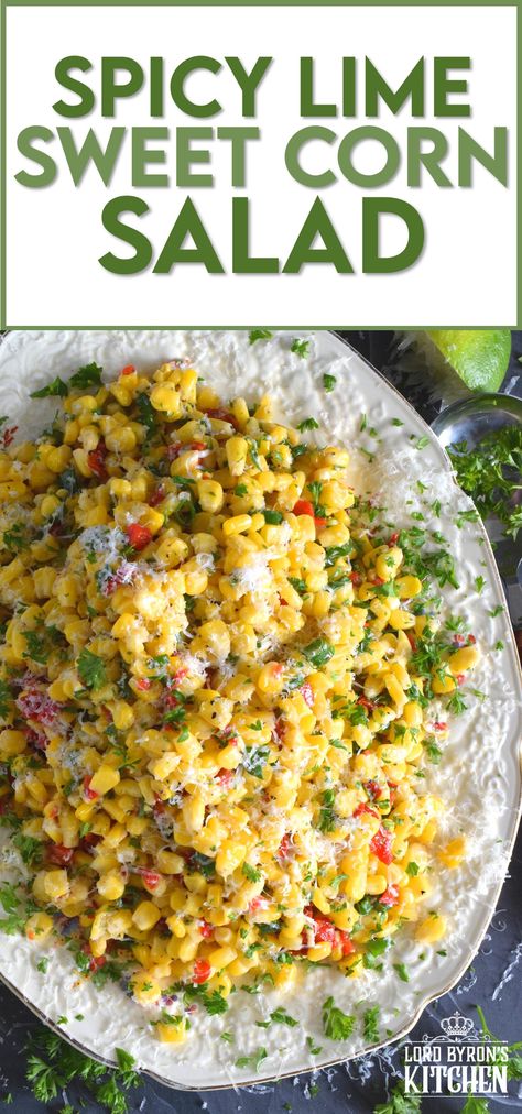 Spicy Corn Slaw, Sweet Corn Appetizer, Latino Side Dishes, Spicy Corn Salad Recipe, Corn Sides, Spicy Corn Salad, Cilantro Lime Corn, Lime Salad Recipes, Diet Salads