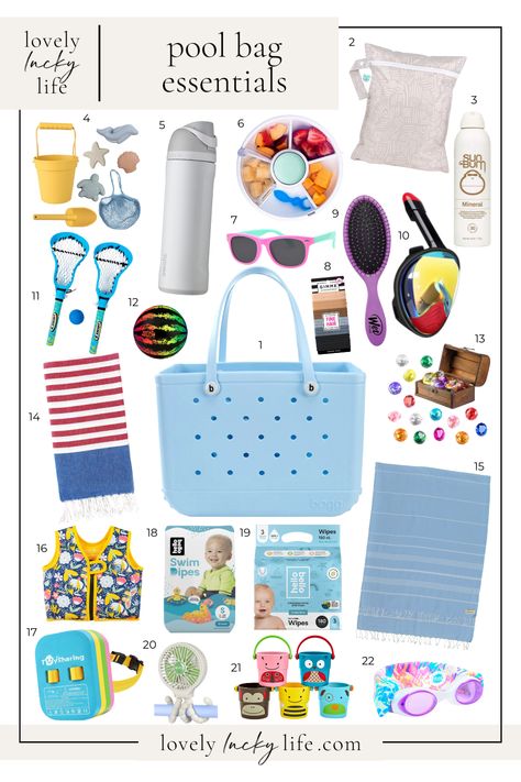 What's in My Bag: Pool Bag Essentials Pool Bag Organization, Pool Bag Essentials, Mom Bag Essentials, Lake Bag, Summer Bag Essentials, Kids Beach Bag, Beach Bag Essentials, Pool Essentials, Pool Bag