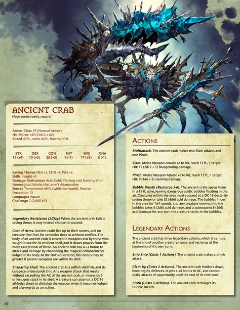 Dnd Vehicles Stats, Kraken Dnd 5e, Dnd Giant Crab, Dragon Homebrew 5e, Dnd Ocean Monsters, Crabfolk Dnd, Dnd Water Monsters, Dnd Sea Creatures, Dnd Creatures Homebrew