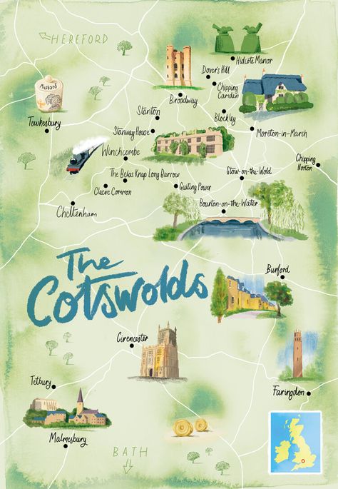 Scott Jessop — Cotswolds map Cotswolds Wallpaper, Cotswolds Outfit, Cotswolds Map, England Cotswolds, Burford Cotswolds, The Cotswolds England, Illustrated Maps, Cotswolds England, England Countryside