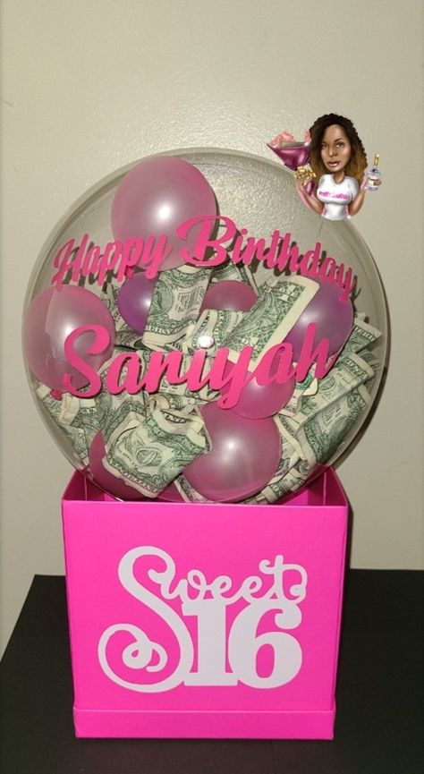 Graduation Balloon Bouquet Ideas, Stuffed Balloon Ideas Gifts Diy, Ballon Stuffing Ideas, Sweet 16 Balloon Bouquet, Money In Balloon Gift Ideas, Bobo Balloon Ideas Birthday, Ballon Money Gift Ideas, Money Balloon Surprise, Balloon Money Gift Ideas