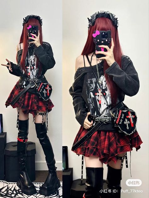 #ootd #fashion #cuteoutfit #ootdfashion Kawaii, Black Harajuku Fashion, Dark Decora Fashion Outfits, Visual Kei Fashion Outfits, Vkei Outfits Casual, Harajuku Fashion Goth, Harajuku Goth Fashion, Decora Fashion Outfits, Gothic Harajuku Fashion