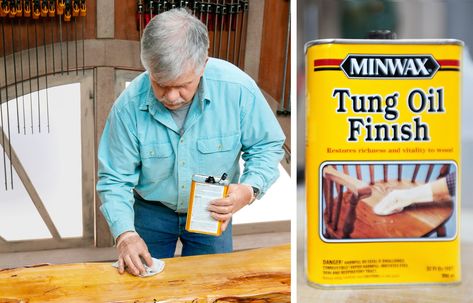 Some handy tips for identifying and using tung oil finishes plus a list of products. Tung Oil Finish, Build A Fireplace, How To Waterproof Wood, Grommet Panels, Construction Techniques, This Old House, Furniture Rehab, Tung Oil, Diy Fireplace