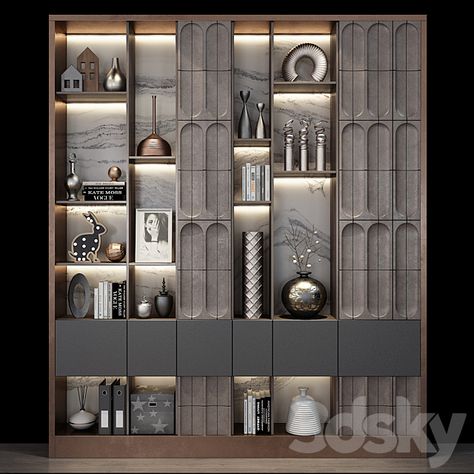 Luxury Crockery Unit Design, Display Units Living Room, Display Unit Design, Wooden Wall Partition, Partitions Ideas, Modern Display Cabinet, Partition Cabinet, Luxury Bookcase, Restaurant Table Design