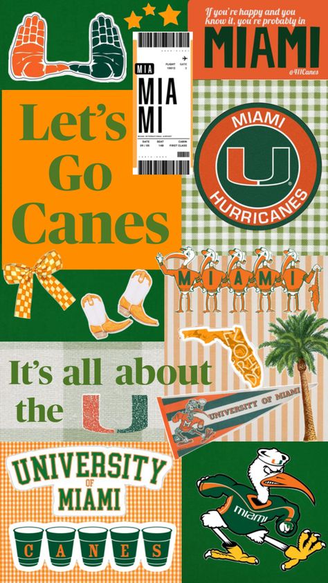 Preppy, collage, U of Miami U Of Miami, Miami College, Preppy Collage, Miami Wallpaper, College Vision Board, Future Poster, Miami Girls, College Bedding, College Board