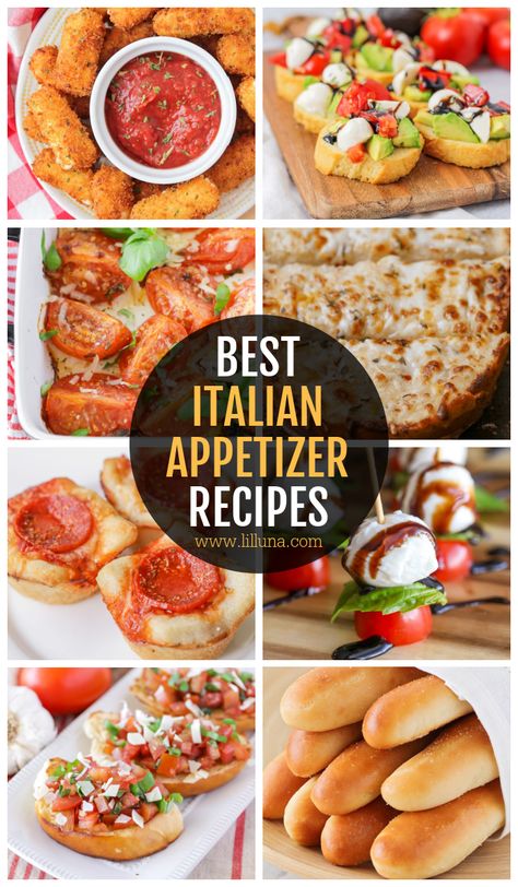 Italian Appetizers For Wedding, Italian Restaurant Appetizers, Appetizer Recipes For Pasta Dinner, Italian Tailgate Food, Italian Appetizer Board, Best Italian Appetizers Parties, Appetizer Recipes For Pizza Party, Appetizers For Italian Meal, Italian Food Board Ideas