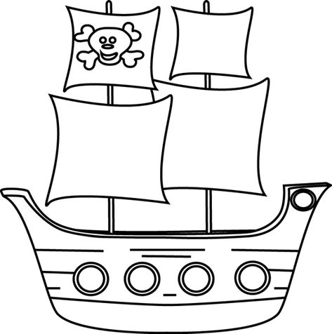 lack and White Pirate Ship How To Draw A Pirate Ship, Pirate Boat Drawing, Pirate Art Projects For Kids, Pirate Ship Template, Pirate Crafts Preschool, Ship Clip Art, Quilting Shapes, Pirate Drawing, Ship Template