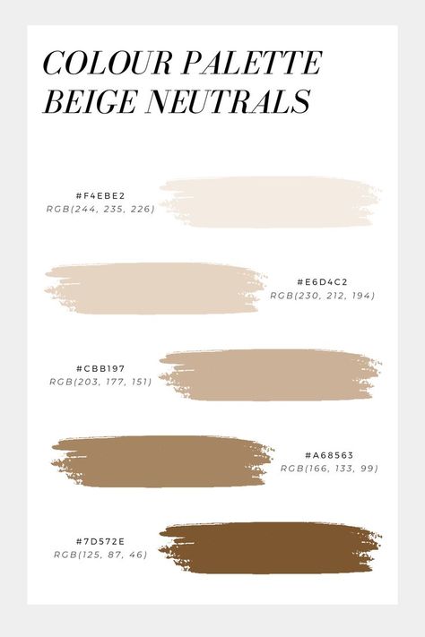 Colour Palette Neutral, Rgb Code, Nude Color Palette, Beige Color Scheme, Rgb Color Codes, Color Tips, Beige Color Palette, Website Color Palette, Hex Color