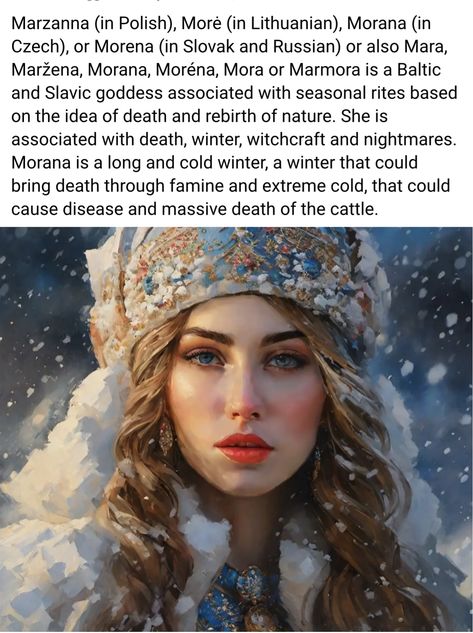 Morena Goddess, Slavic Pagan Aesthetic, Marzanna Goddess, Morana Goddess, Slavic Deities, Slavic Witchcraft, Mythical Women, Water Deities, Slavic Witch