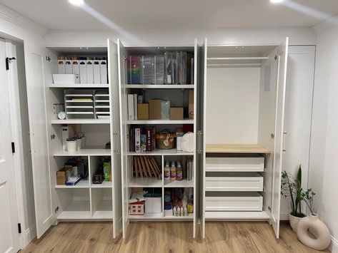 HACKING IKEA BRIMNES WARDROBES INTO CUSTOM OFFICE STORAGE CLOSETS Organisation, Ikea Brimnes Wardrobe, Ikea Office Storage, Brimnes Wardrobe, Ikea Wardrobe Hack, Ikea Brimnes, Armoire Pax, Storage Closets, Office Cupboards