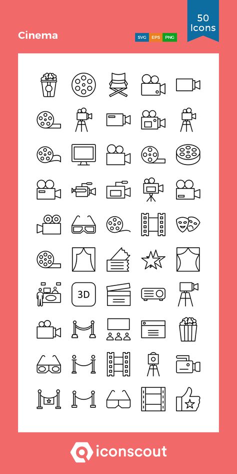 Cinema  Icon Pack - 50 Line Icons Cinema Icon Logo, Cinema Tattoo Ideas, Cinema Doodle, Cinema Light Box Quotes, Cinema Tattoo, Cinema Drawing, Cinema Icon, Cool Fonts Alphabet, Fonts Instagram