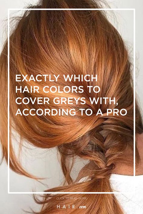 Professionals reveal to us exactly which hair colors can cover greys. Read up more on it on Hair.com! Hair Colour When Going Grey, Hair Colour Ideas To Cover Grey, Best Colour For Greying Hair, Best Colour To Cover Grey Hair, Blending Gray Hair Redhead, Greying Red Hair, Best Hair Colour To Cover Grey, Blending Gray Hair With Copper, How To Cover Grey Hair