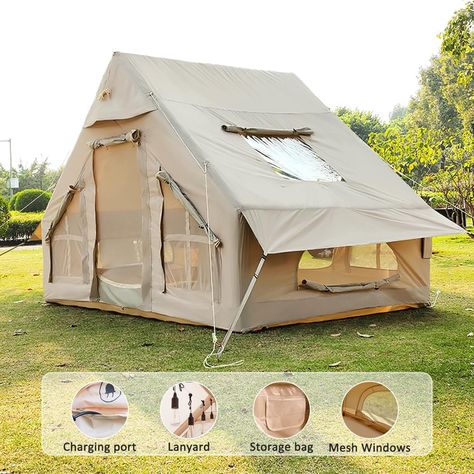 Amazon.com : EKEPE Inflatable Camping Tent with Pump, Large Family Tent, Easy Setup 4 Season Waterproof Outdoor Blow Up Glamping Tent with Mesh Windows and Chimney Opening, 4 Person Tents for Camping,Outdoor : Sports & Outdoors Tent With Stove, Tents For Camping, Inflatable Christmas Tree, Glamping Tent, Air Tent, House Tent, 4 Person Tent, Tent Stove, Large Tent