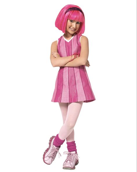 Lazy Town Girl, Lazy Town Stephanie Costume, Lazy Town Stephanie, Julianna Rose Mauriello, Lazytown Stephanie, Shelby Young, 2000s Pop Culture, Bright Pink Hair, Lazy Town