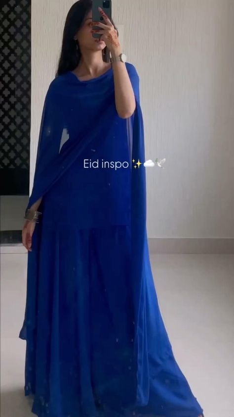 Eid fit -  #Eid #Fit Blue Dress Design Pakistani, Kiara Indian Outfits, Dark Blue Indian Outfit, Punjabi Wedding Dresses Women, Blue Gharara Pakistani, Desi Dress Pakistani Outfits, Plazo Suits Latest Party Wear, Blue Kurti Outfit, Royal Blue Salwar Suit