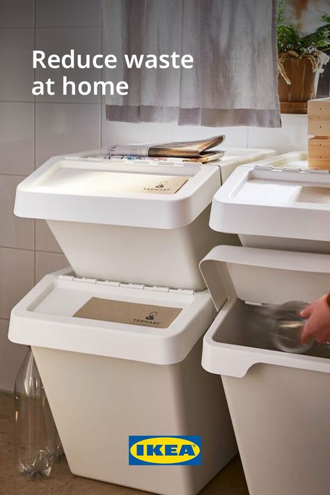 Reduce waste and keep it sorted with these recycling bin and trash can ideas. Ikea Recycling Bin, Kitchen Trash And Recycling Ideas, Recycling Bin Ideas Small Spaces, Indoor Recycling Bin Ideas Small Spaces, Kitchen Recycle Bin Ideas, Trash And Recycle Bin Ideas Kitchen, Indoor Recycling Bin Ideas, Recycle Bin Ideas, Trash Can Ideas