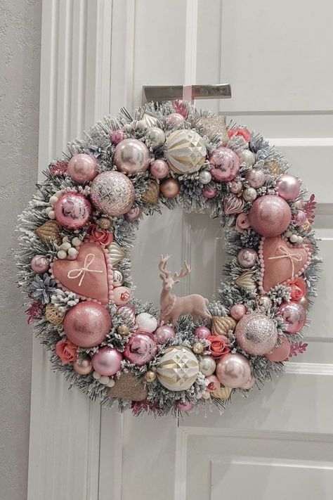 Christmas decor ideas, Christmas decorations, Christmas pink wreath decor, Christmas pink wreath design, Christmas pink wreaths, Christmas wreath decor, Christmas wreath design, Christmas wreath ideas, Christmas wreaths, Christmas wreaths diy, Christmas wreaths diy easy, Christmas wreaths for front door, Christmas wreaths on front door, Christmas wreaths on windows, festive wreaths, holiday decorations, holiday wreath decor, pink Christmas wreaths Pink And White Christmas Wreath, Pink Christmas Apartment Decor, Girly Christmas Wreath, Pink Poinsettia Wreath, Reef Ideas Christmas, Pink Christmas Wreath Diy, Pink Christmas Reef, Pink Christmas Porch, Pink Christmas Crafts Diy