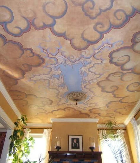 Tibetan Clouds, Clouds Ceiling, Isn't It Wonderful, Ceiling Mural, Cloud Ceiling, Diy Moss, Sky Ceiling, Ceiling Painting, Bohemian Cottage