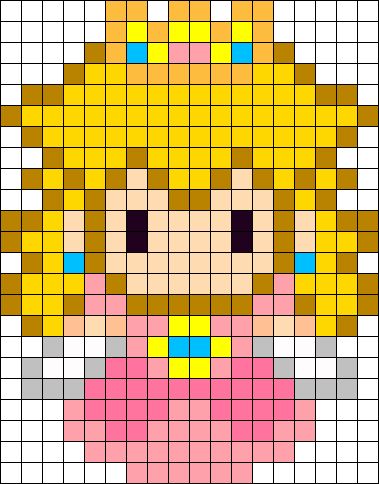 Princess Peach Sprite Perler Bead Pattern / Bead Sprite Princess Peach Perler, Pixel Beads, Easy Perler Beads Ideas, Fuse Bead Patterns, Easy Pixel Art, Perler Art, Pixel Art Templates, Pony Bead Patterns, Pattern Maker