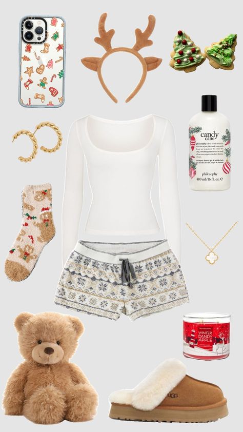 Cute Pjs Christmas, Xmas Pjs Aesthetic, Cute Christmas Pjs Aesthetic, Aesthetic Christmas Pjs, Christmas Jumper Aesthetic, Clothes To Ask For Christmas, Christmas Putfit, Crismas Outfits, Christmas Day Outfit Ideas