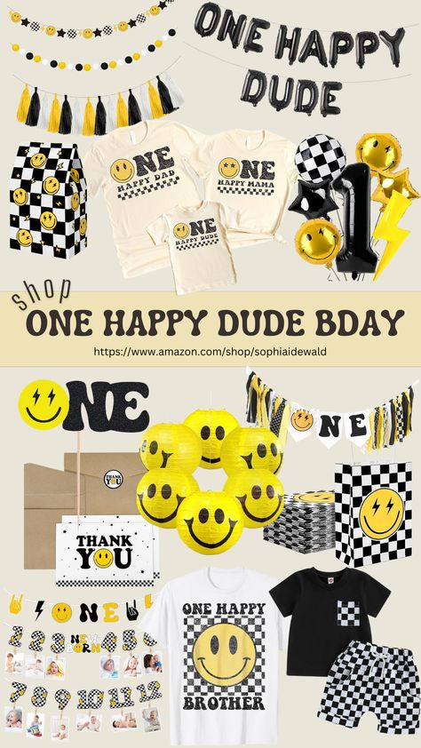 One Happy Dude First Birthday Theme, Cutest first birthday theme - groovy, retro, checkered print, baby boy first birthday theme, first birthday party decor, first birthday decorating ideas #firstbirthday Happy One First Birthday, One Cool Dude Birthday Party, One Year Birthday Boy Themes, Little Boy 1st Birthday Themes, One Rad Dude First Birthday, First Birthday Boy Themes Ideas, One Happy Baby First Birthday, One Happy Boy First Birthday, Checkered Birthday Theme