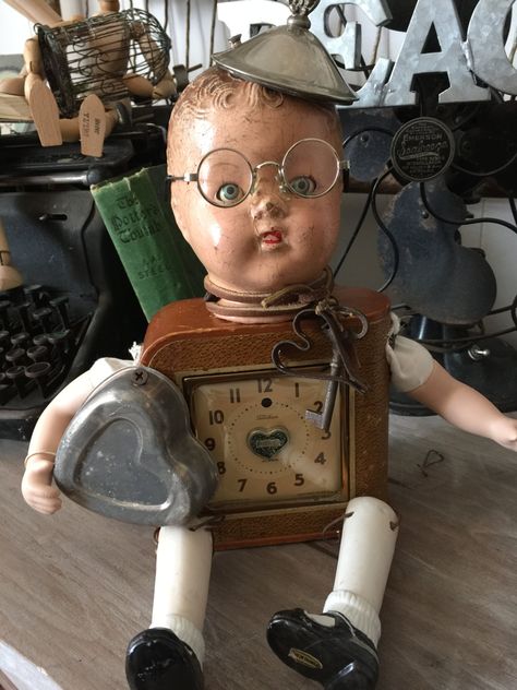 Doll Assemblage Art, Grav3yard Girl, Repurposed Dolls, Doll Assemblage, Altered Dolls, Steampunk Dolls, Assemblage Art Dolls, Halloween House Party, Creepy Doll