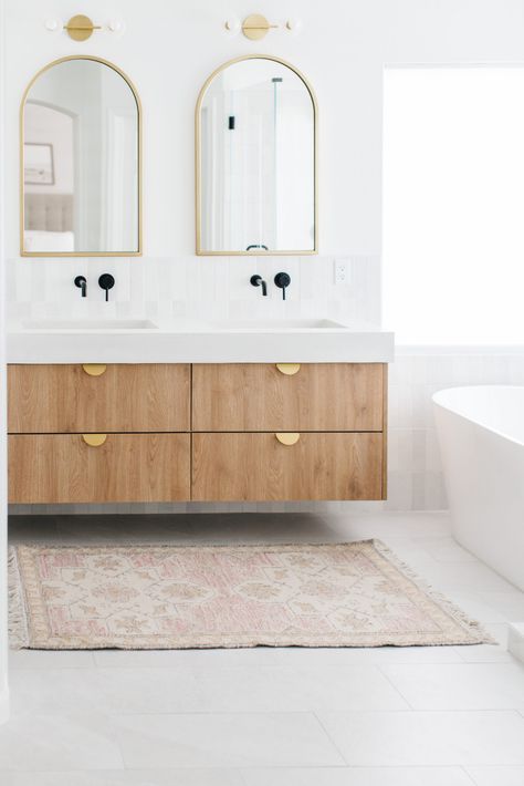 6 Floating Bathroom Vanities For Spaces Both Big and Small- SemiStories Ikea Godmorgon, Hacks Ikea, Floating Bathroom Vanities, Bathroom Hacks, Floating Cabinets, Ikea Bathroom, Floating Vanity, Large Shower, Bathroom Renos